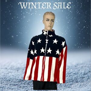 American Flag Cozy Winter Men's Jacket { LARGE: 20 ¼ / 33 } Black Mountain
